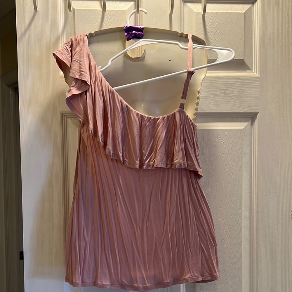 Pink One-Shoulder Ruffle Top - Picture 5 of 6